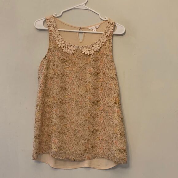 LC Lauren Conrad sleeveless multi media floral blouse Size M - Picture 1 of 7